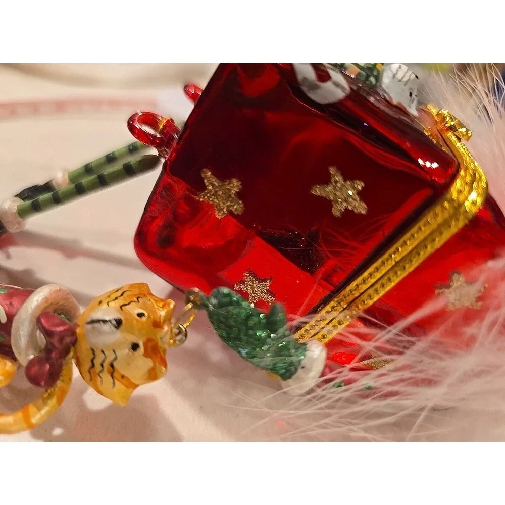 Santa Clause Rare Trinket Box Ornament Arms Legs Present Cat Share Your Blessing